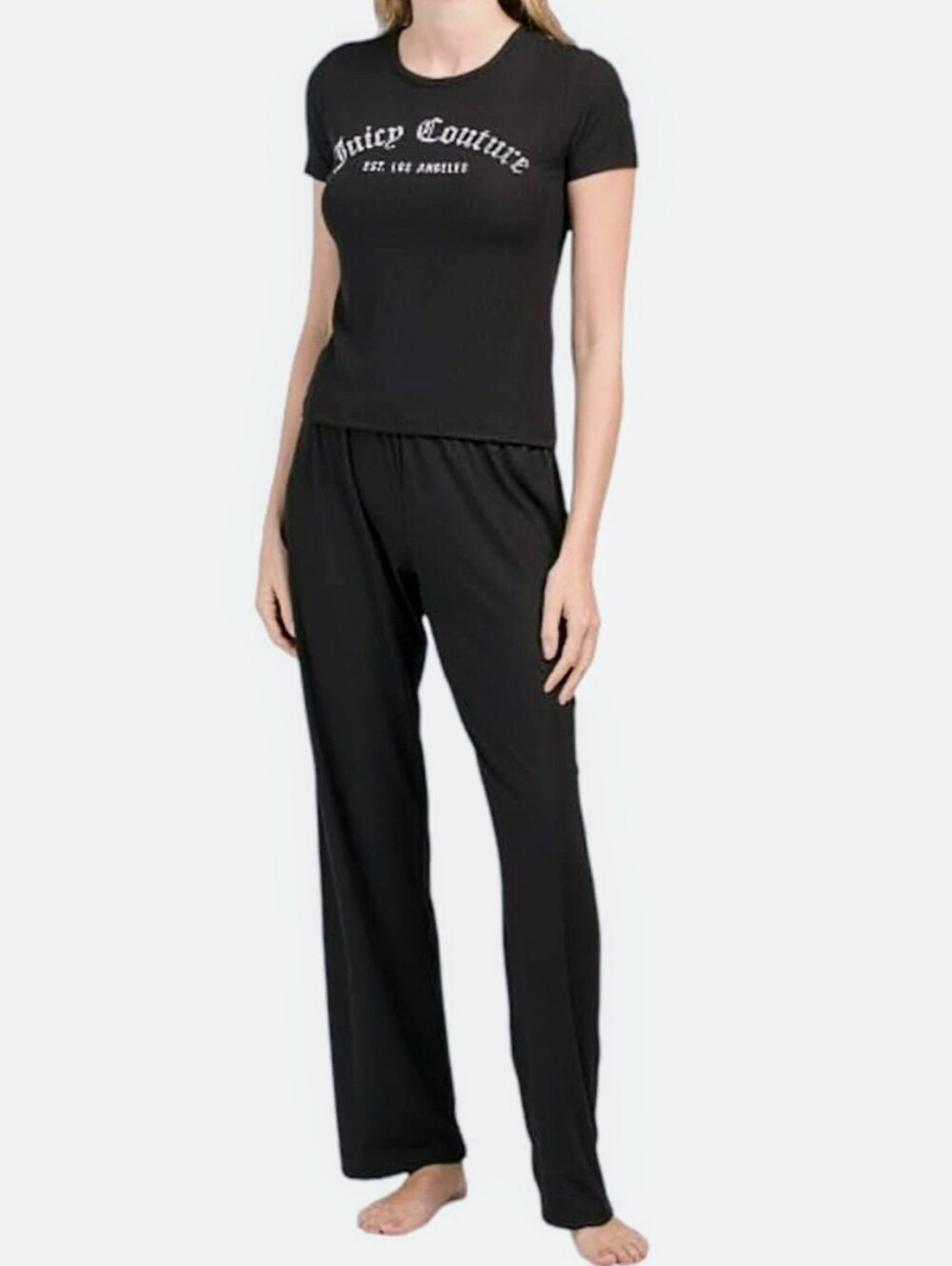 Juicy Couture Women's Ribbed Short Sleeve Shirt & Pants Pajama Set NWT